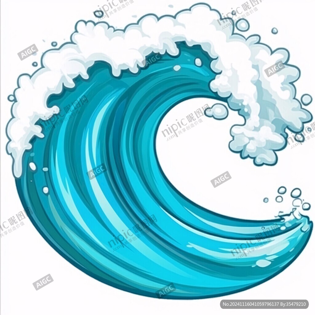 手繪海浪圖