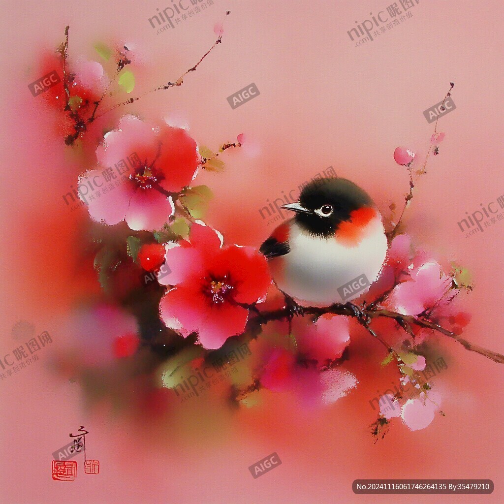 梅意境梅花花鳥畫