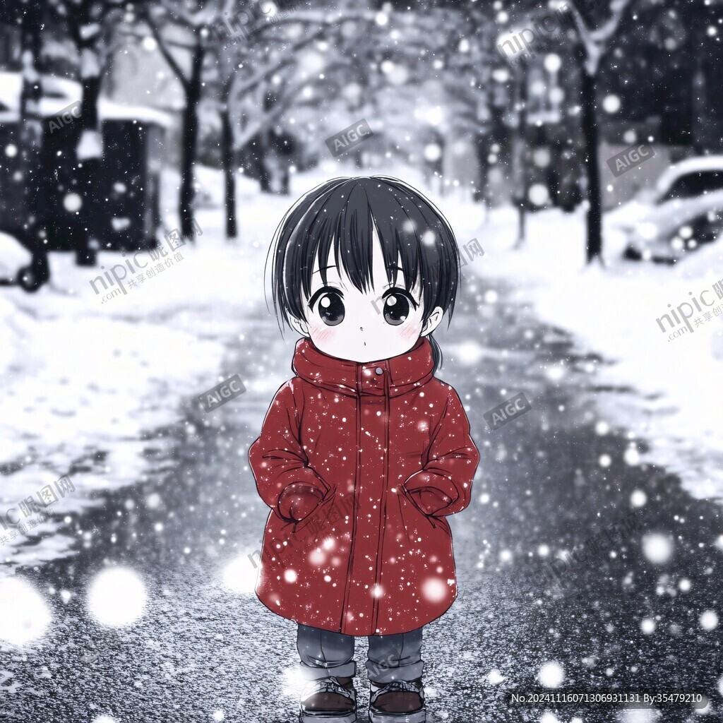 雪中紅衣女孩