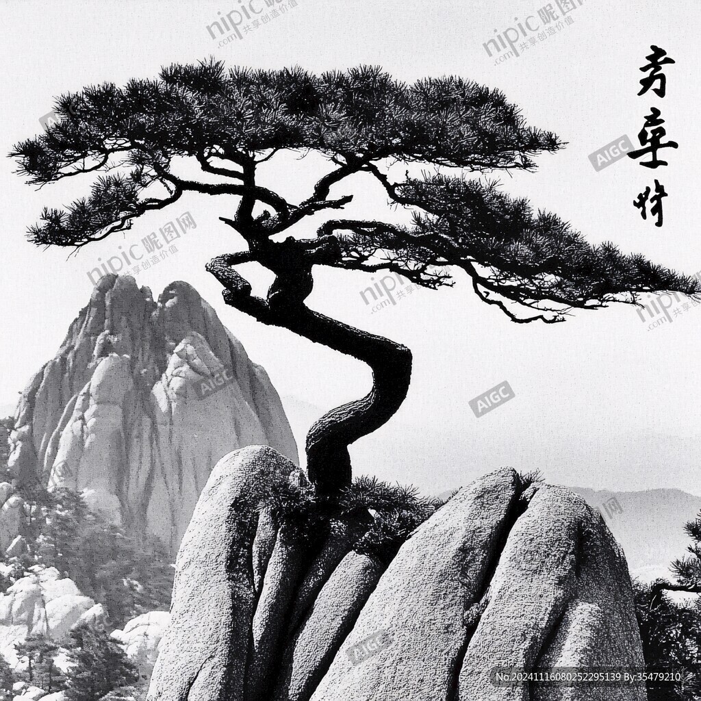 黑白迎客松