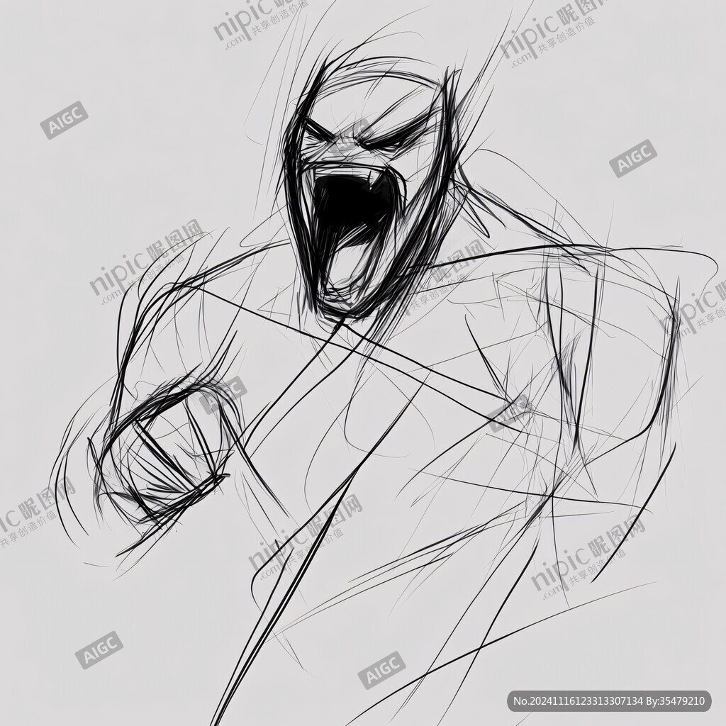 簡約粗狂線條人物插畫
