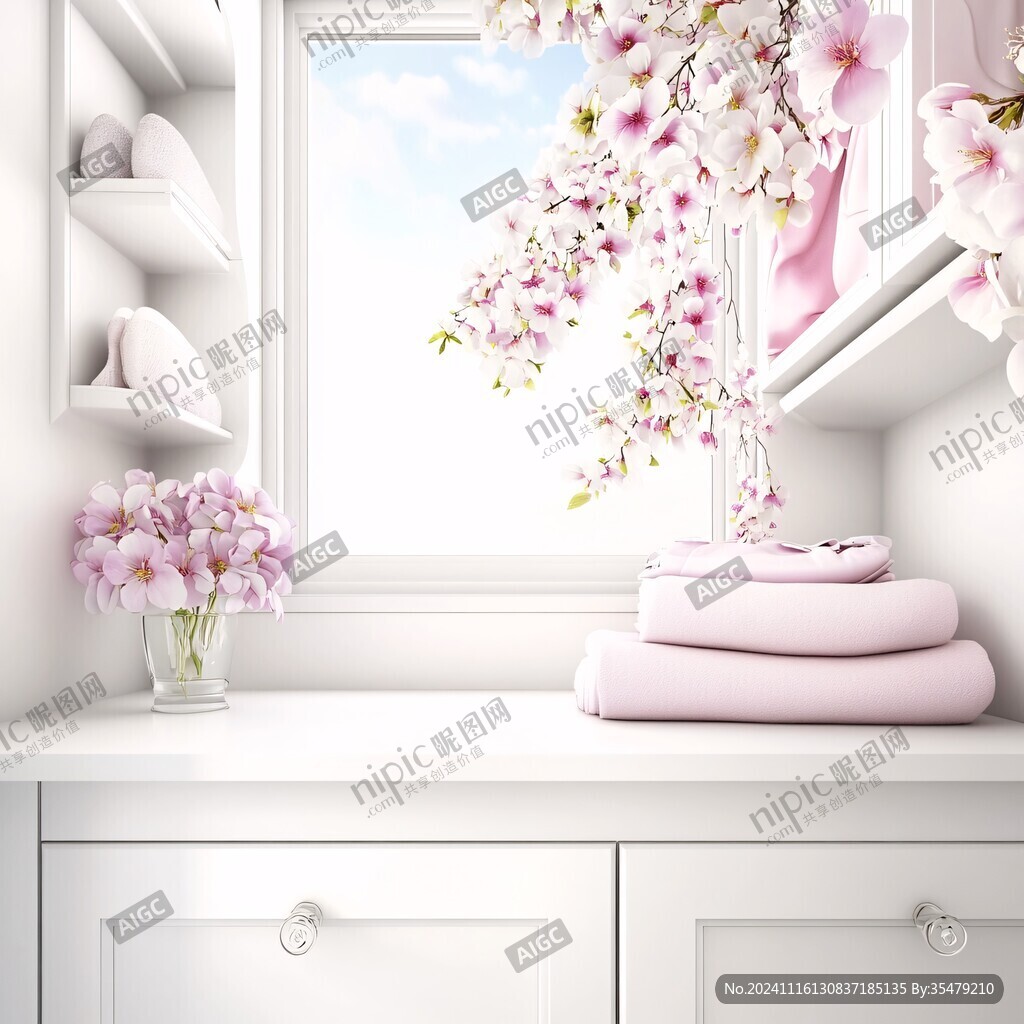 玉蘭花閣樓背景插畫