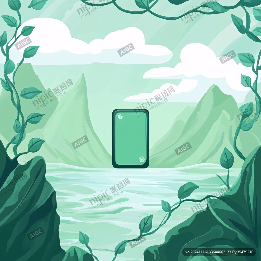 湖綠色森系立體背景