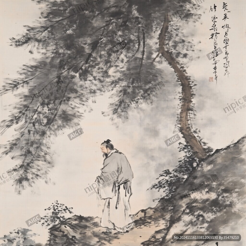 松林高士圖