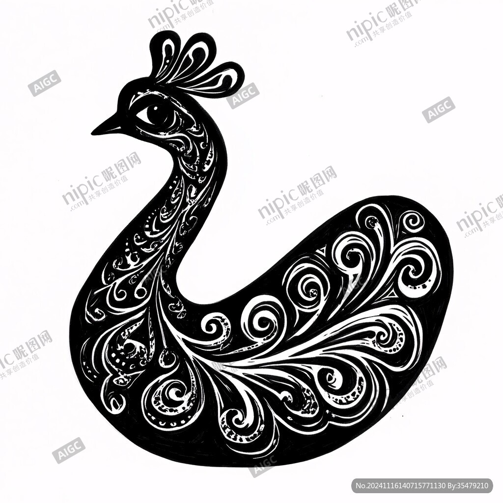 鳳凰黑白裝飾畫