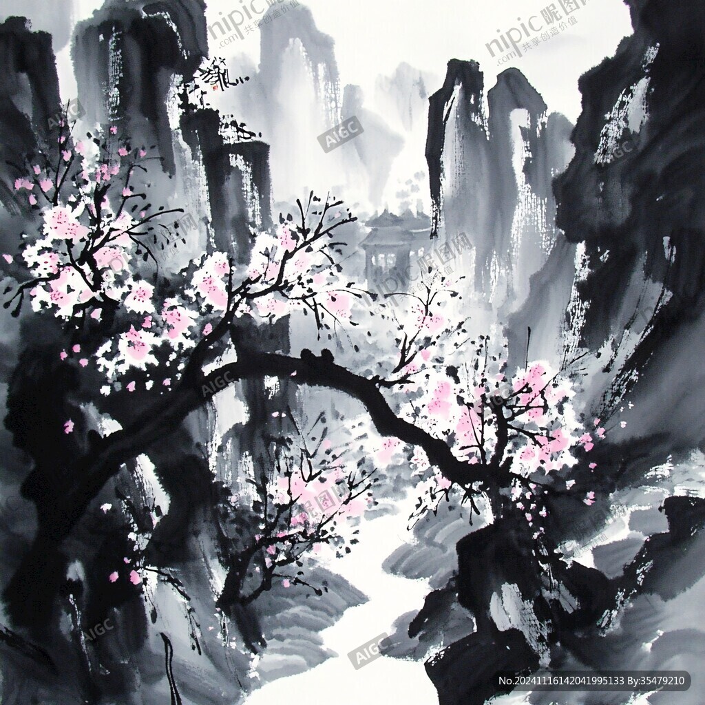 山水畫桃花