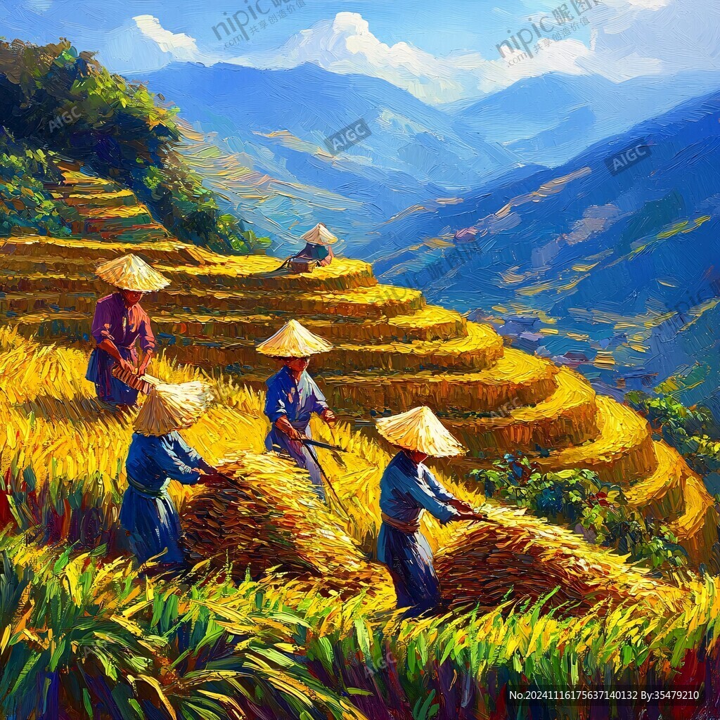 農業插畫水稻插畫