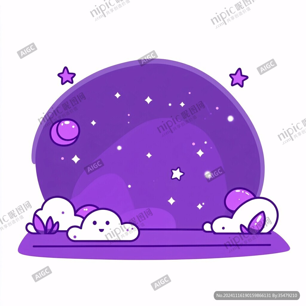 卡通月亮星空圖案