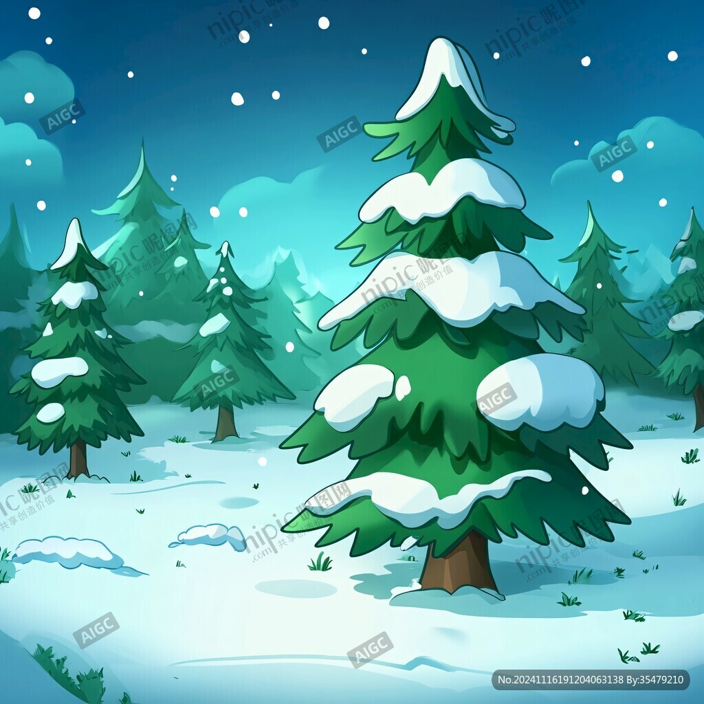 東北雪松插畫