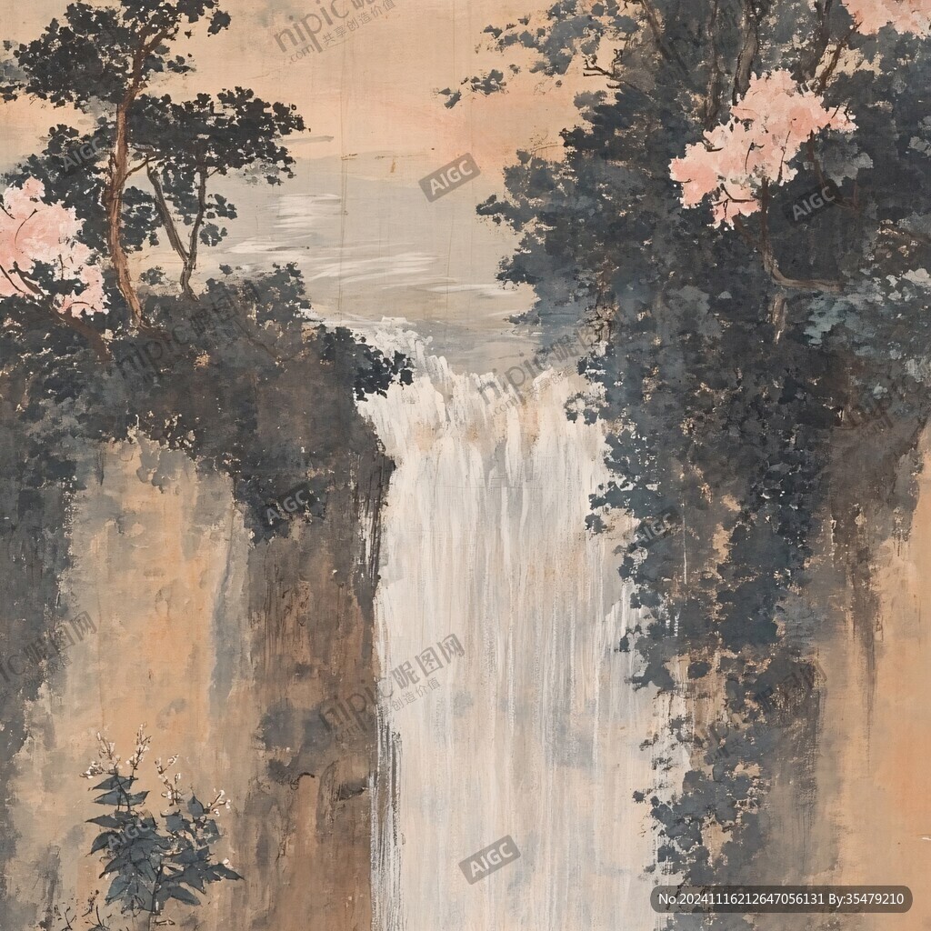 新中禪意山水巖彩畫