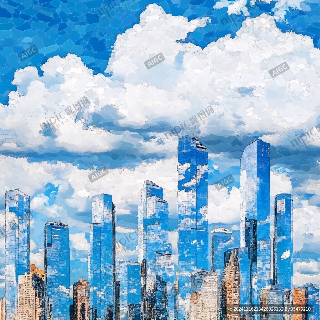 紐約摩天大樓水彩