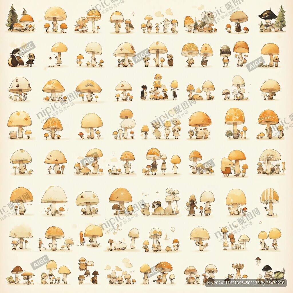 蘑菇集錦插畫