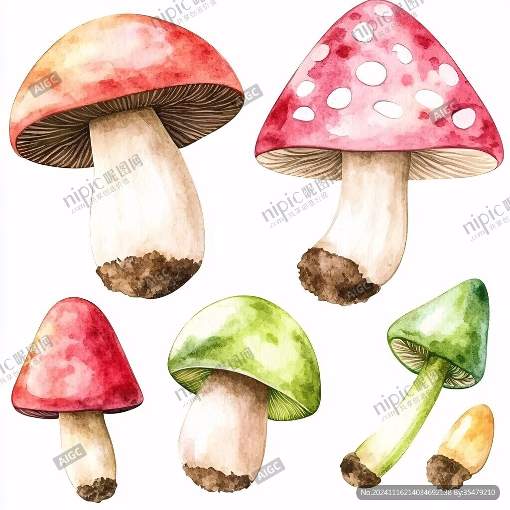 手繪菌菇插畫
