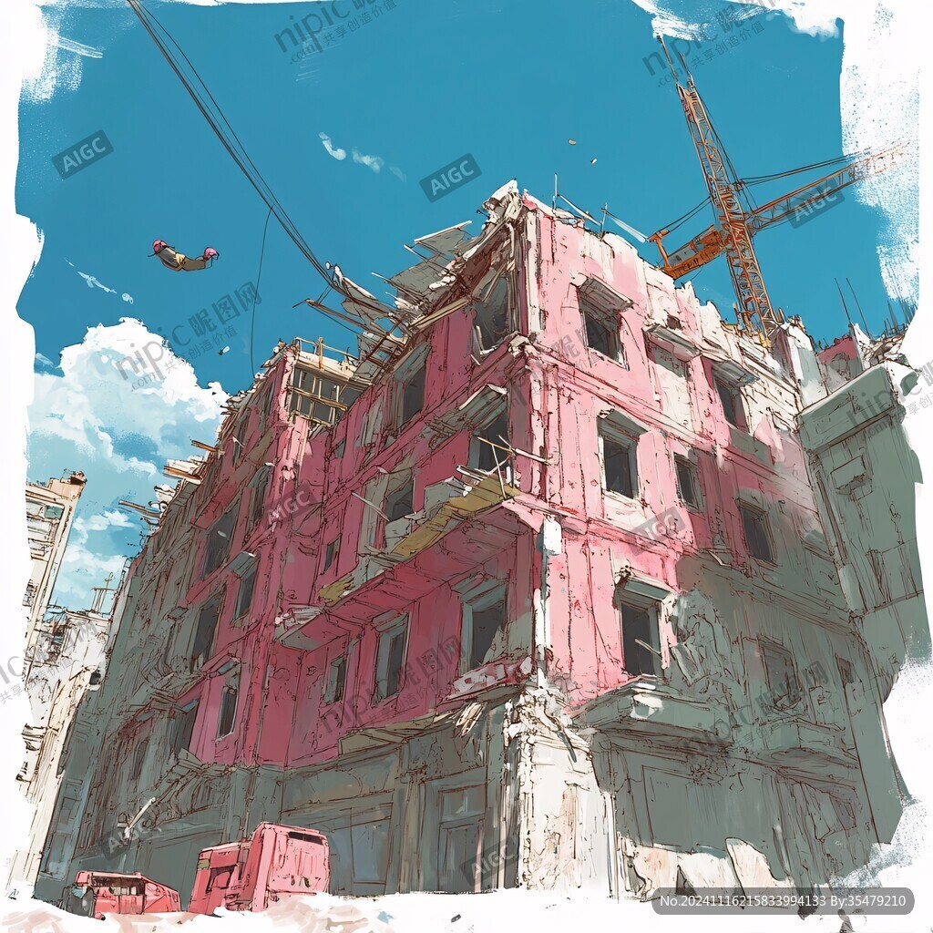 馬賽建筑插畫
