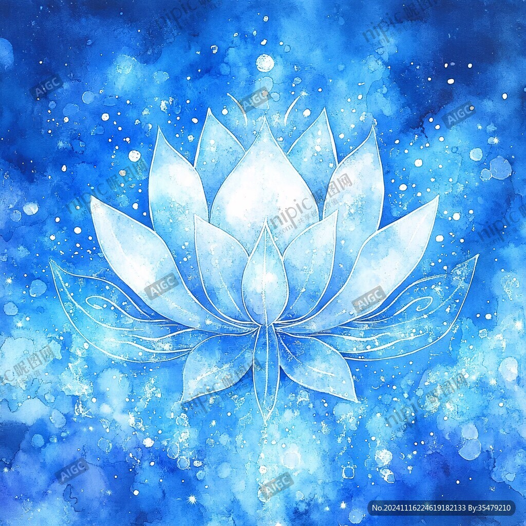 藍蓮花插畫