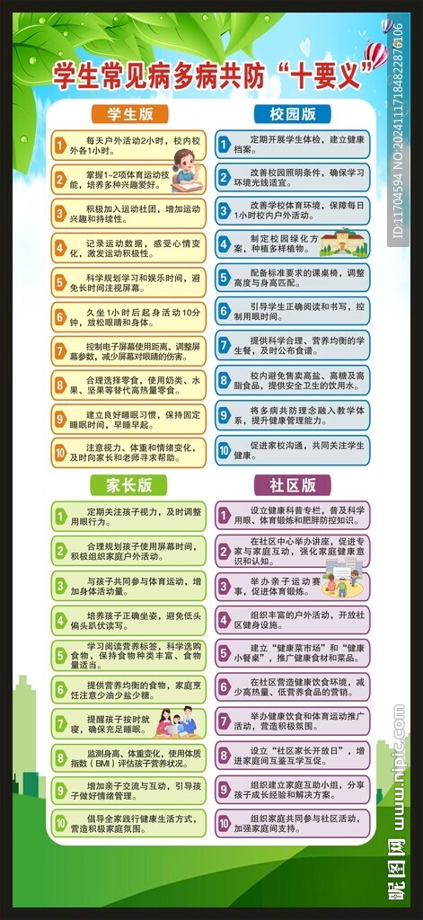學(xué)生常見病多病共防十要義展架