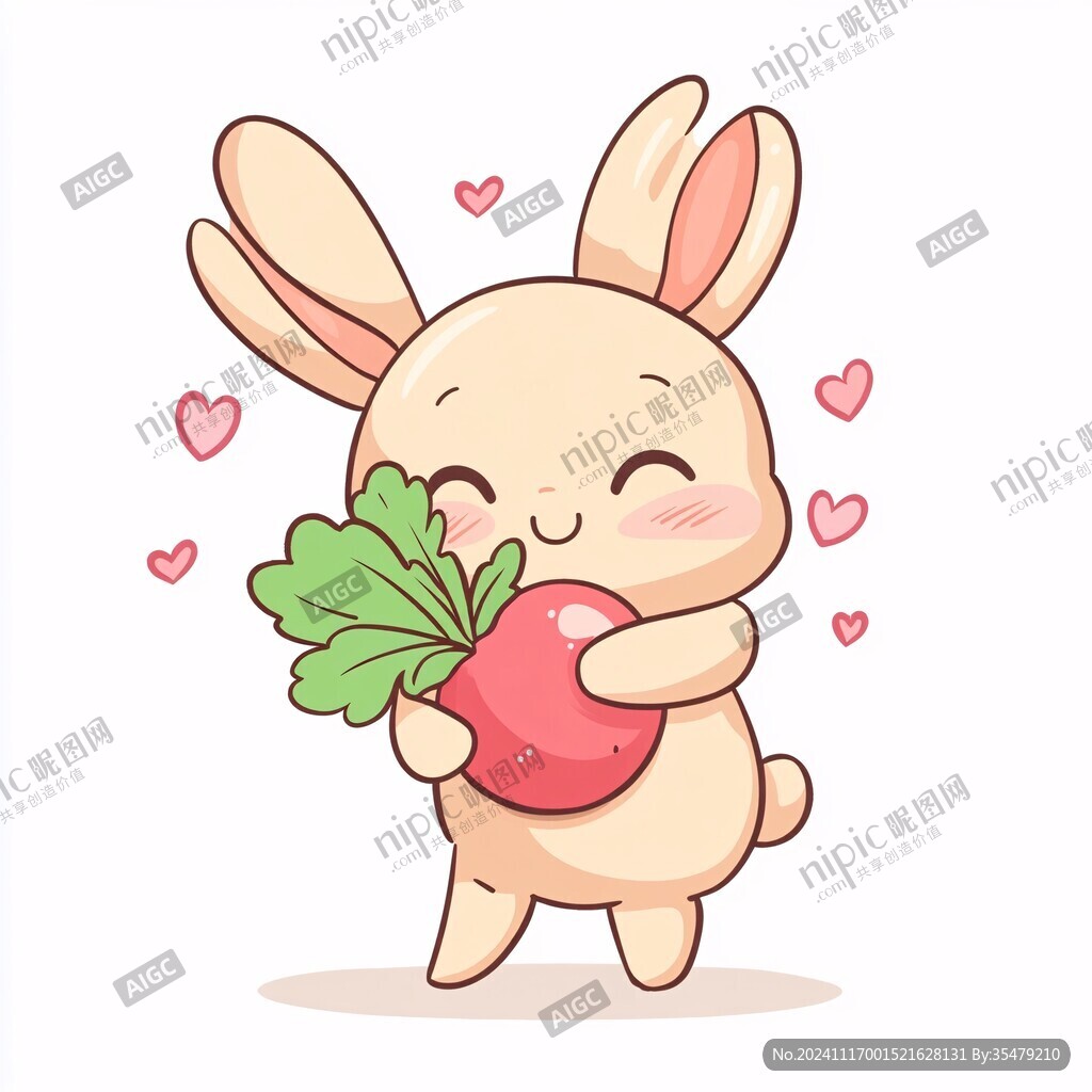 萌兔子草莓卡通圖案