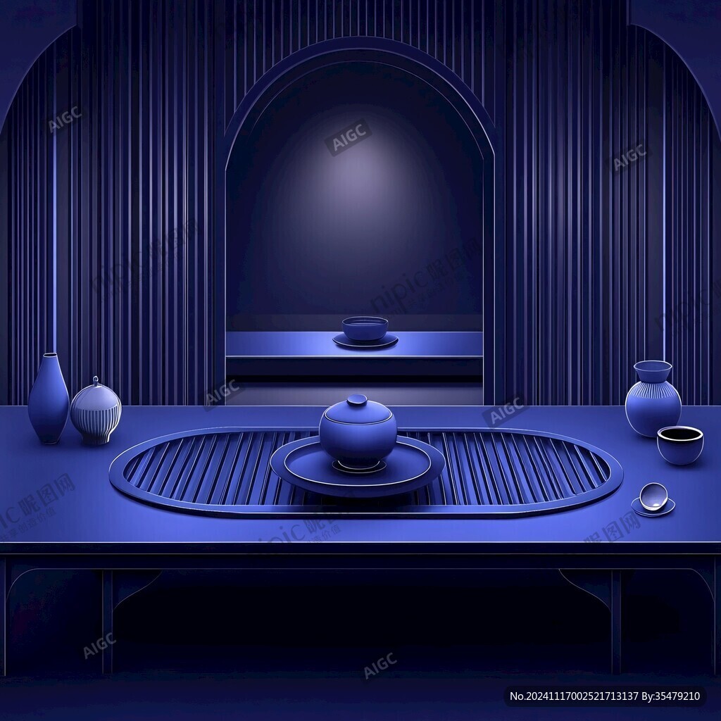 藍(lán)色的展示臺(tái)