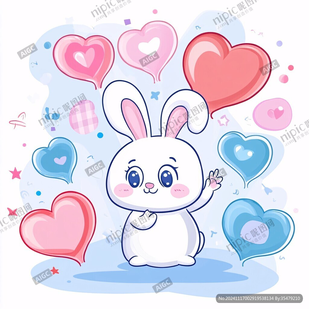 抱愛心的兔兔