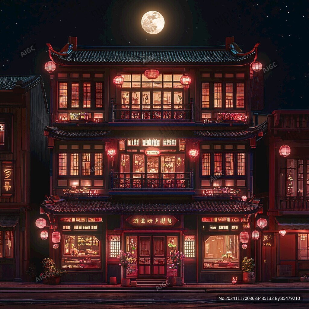 中式店鋪夜景