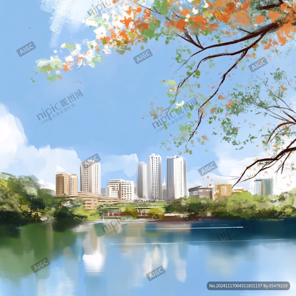 廣西大學(xué)印象水彩插畫