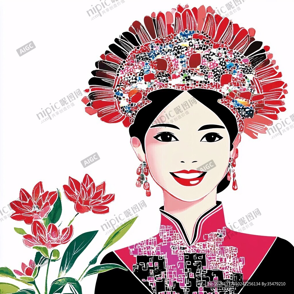 白族美女插畫