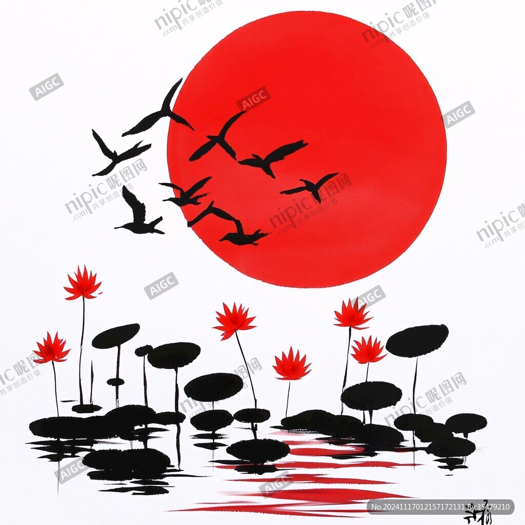 旭日東升仙鶴