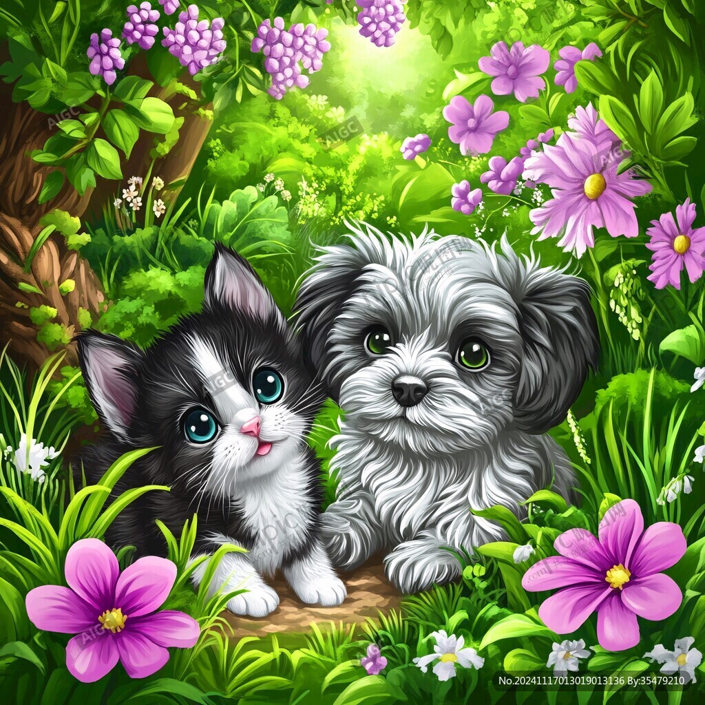 歐美手繪動物花