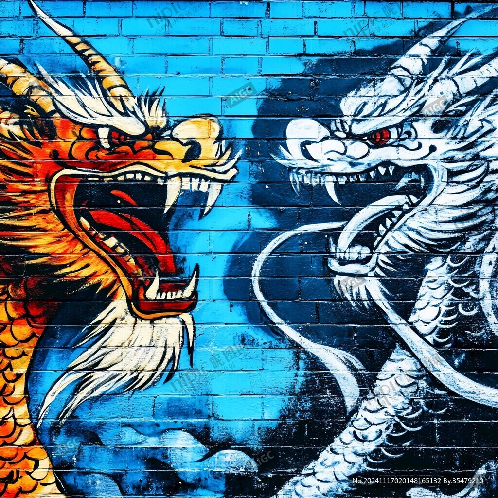 國潮龍壁畫