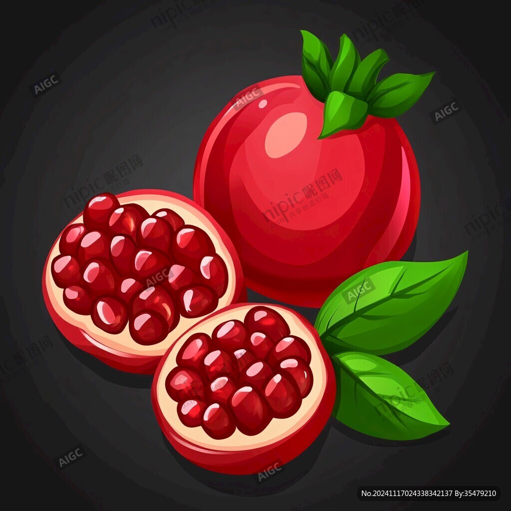 石榴石榴插畫