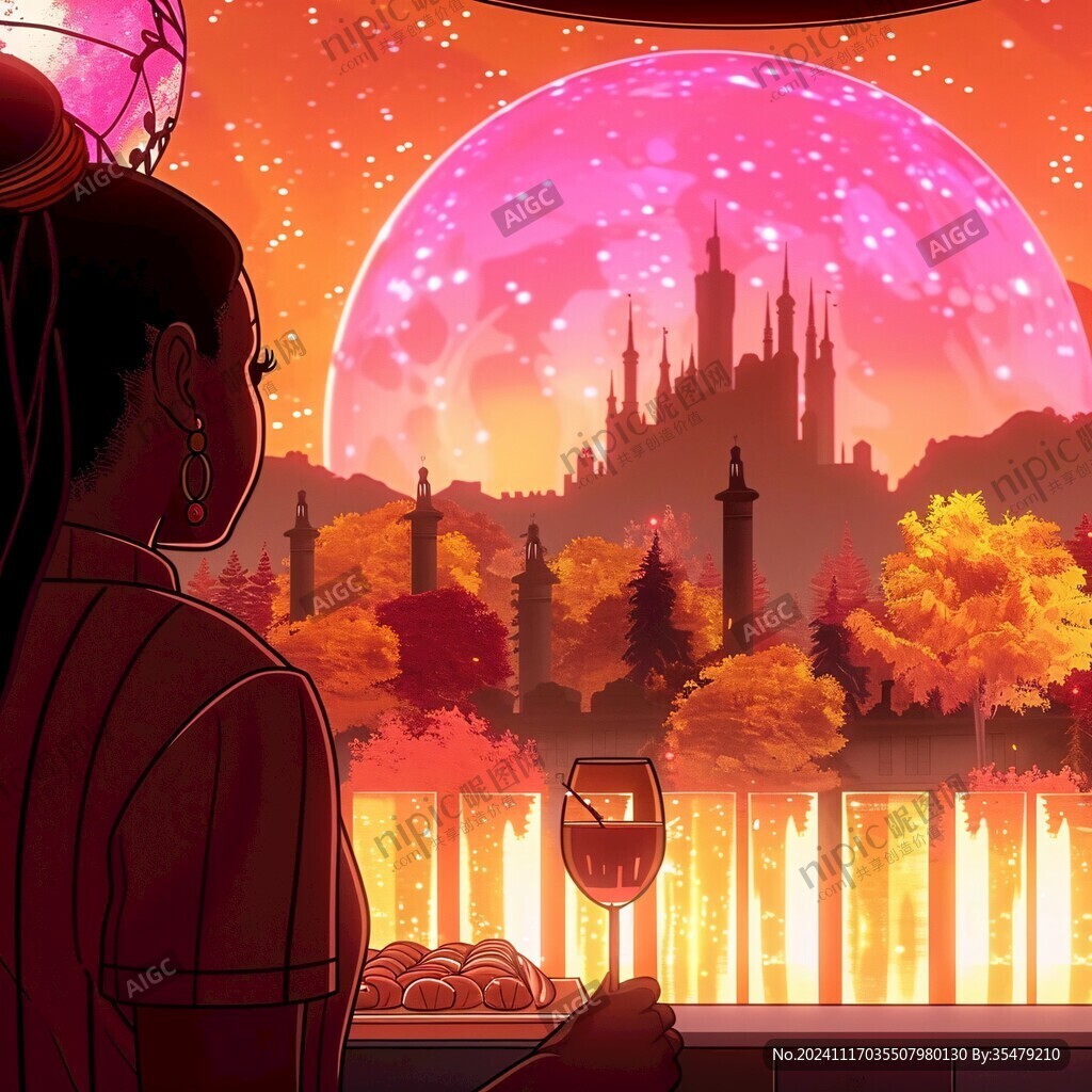 粉紅宮殿插畫幻想