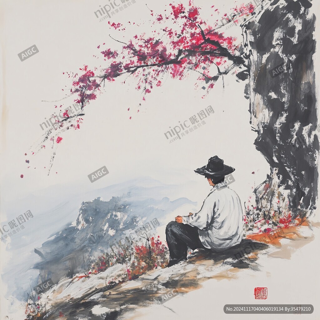 水彩山水人物