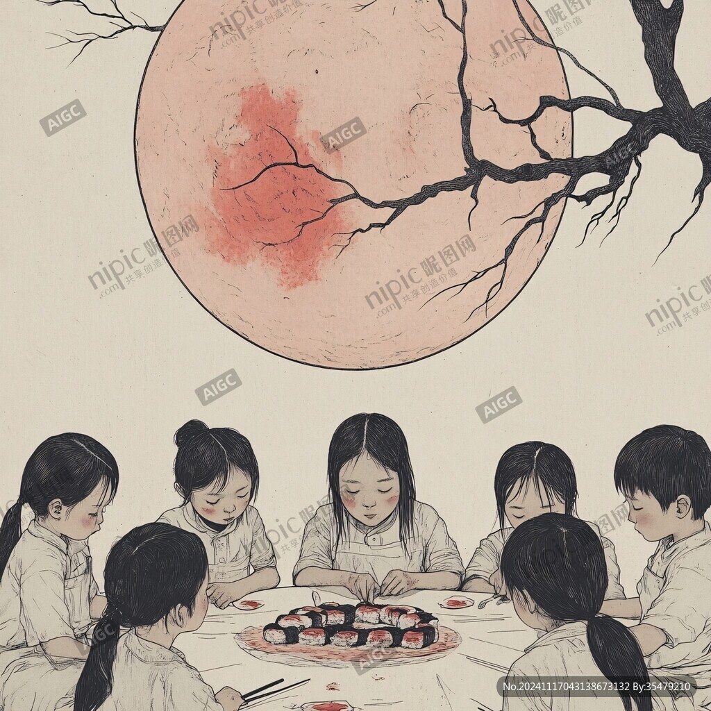 中秋插畫手繪