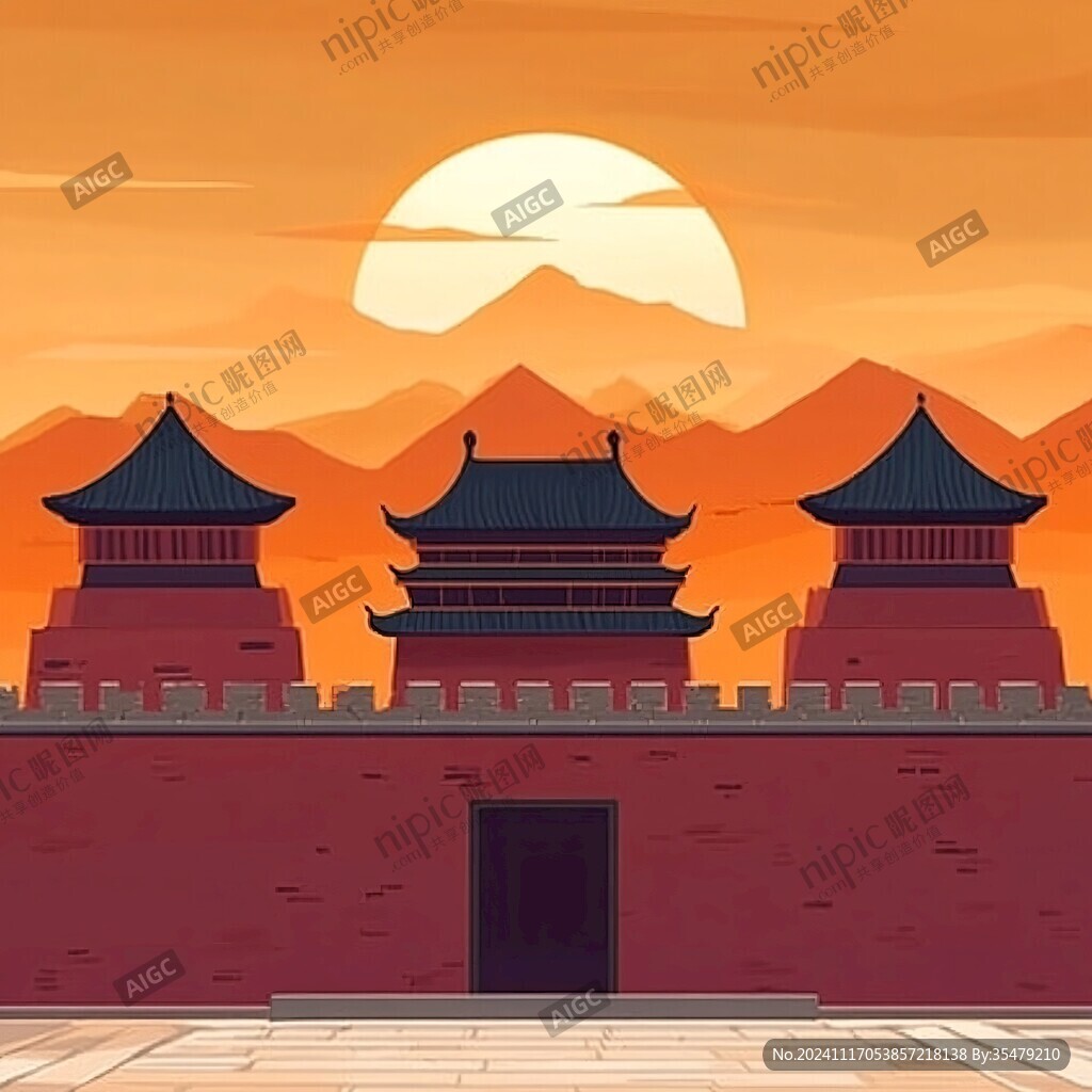 古城樓插畫