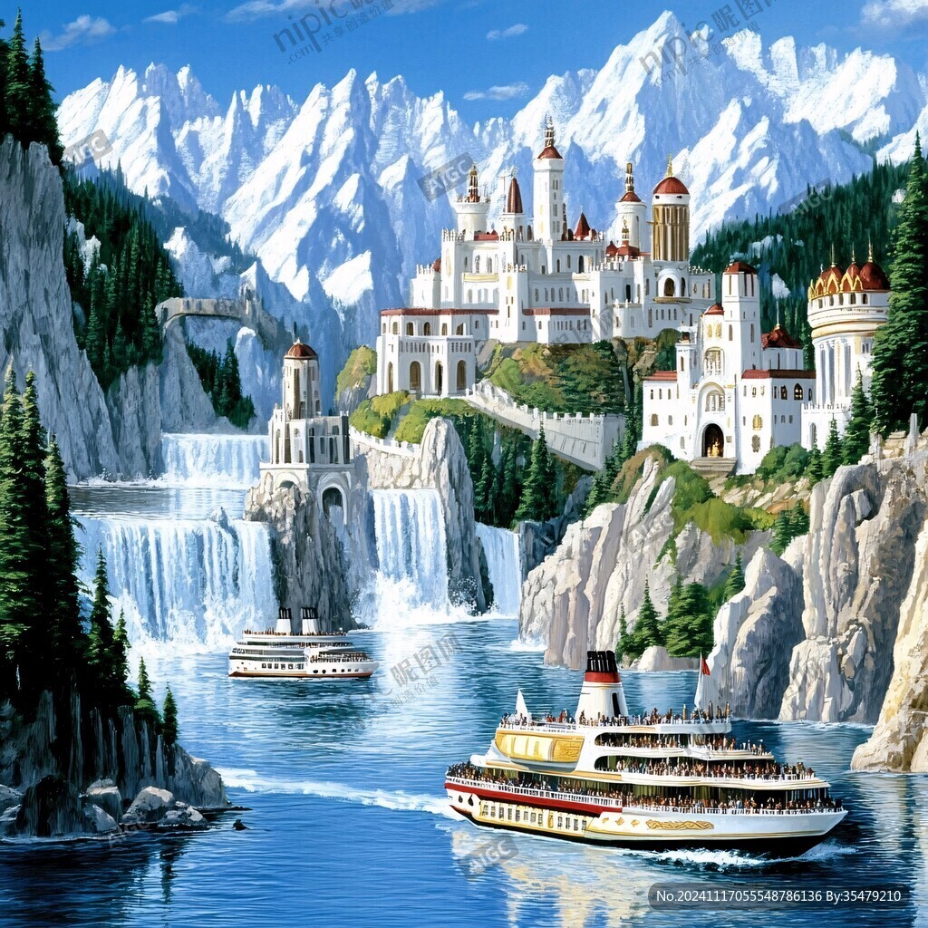 海島海邊城堡美景