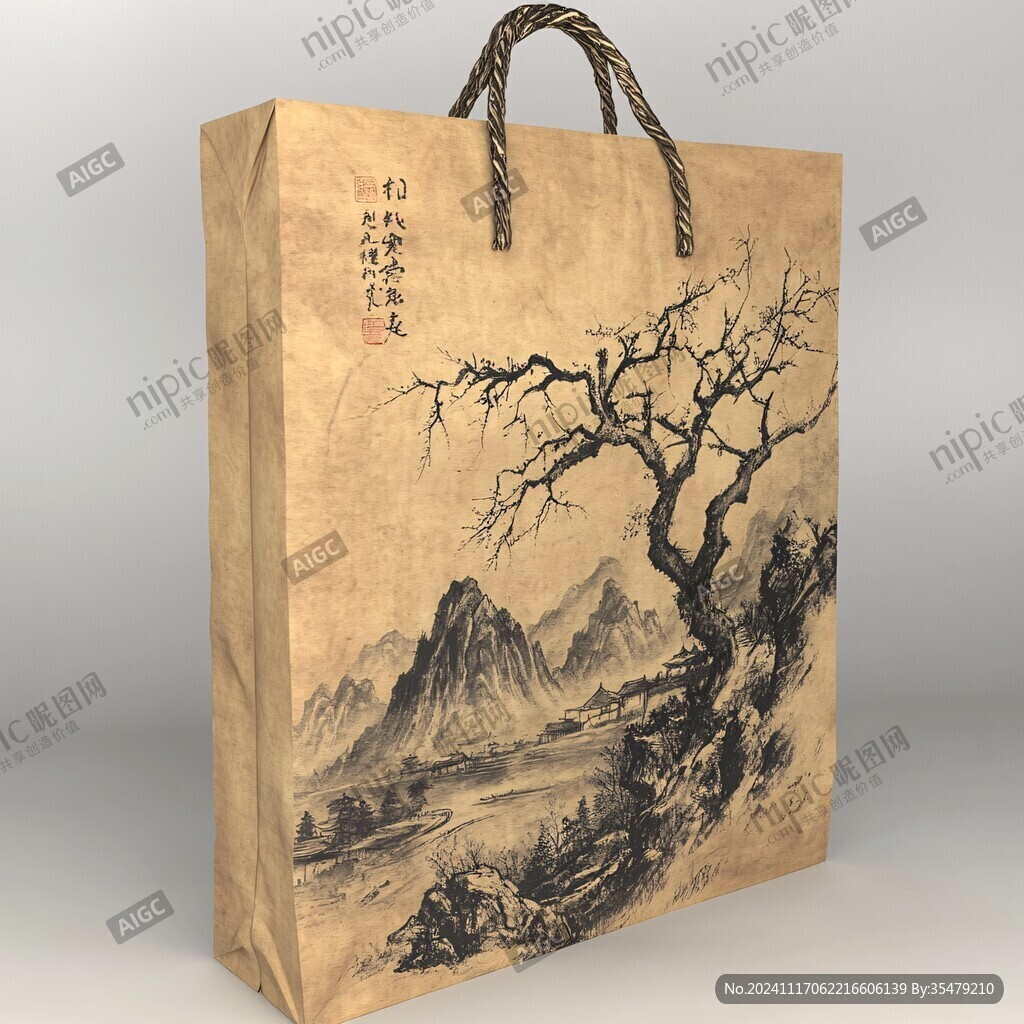 山水畫手提袋