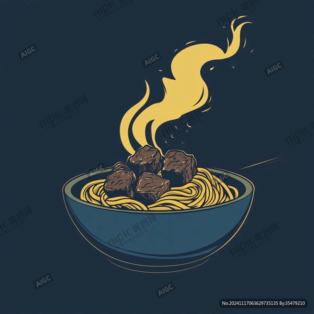 牛肉丸面美食插畫