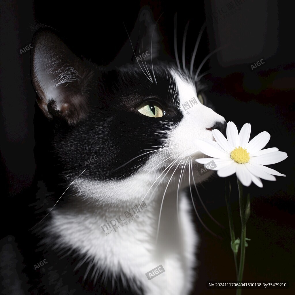 貓咪與花