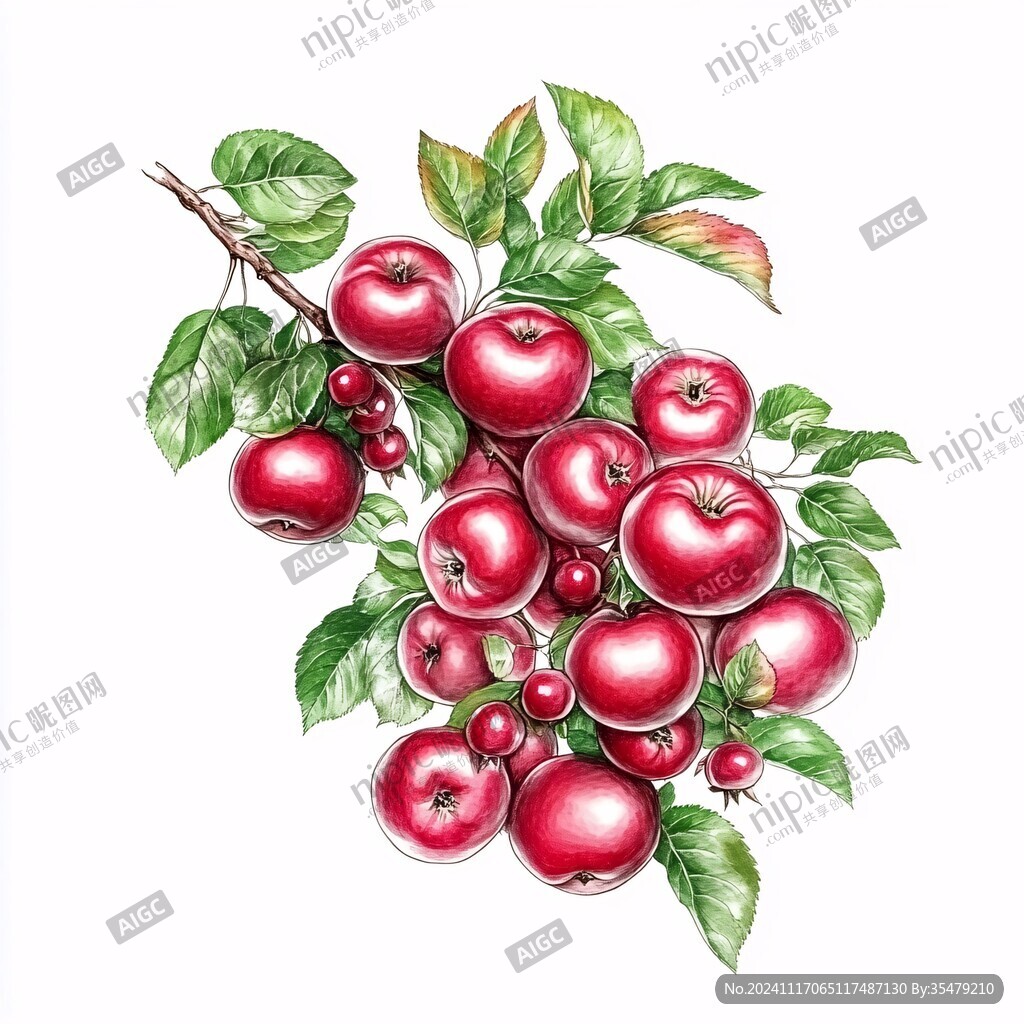 手繪紅沙果