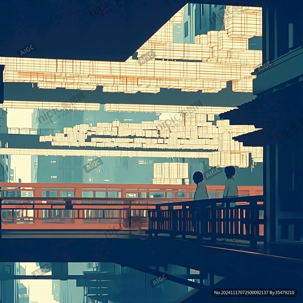 輕軌穿樓插畫