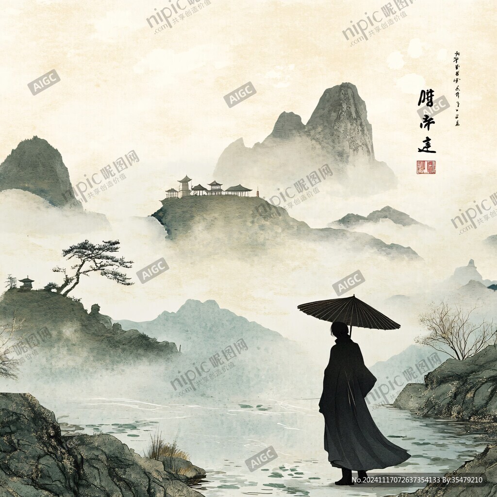 禪意古風(fēng)山水插畫(huà)