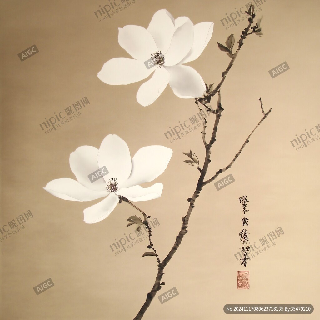 茉莉花壁畫