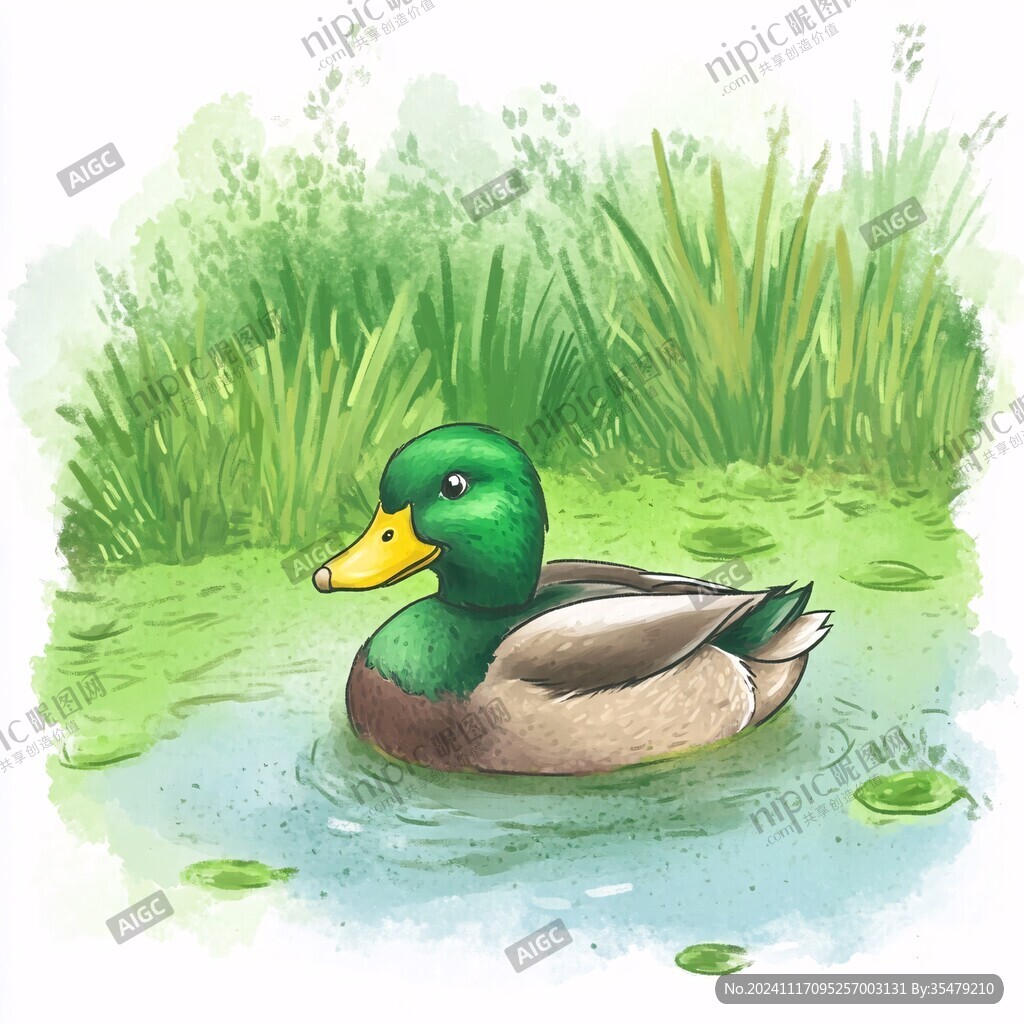 青頭鴨插畫