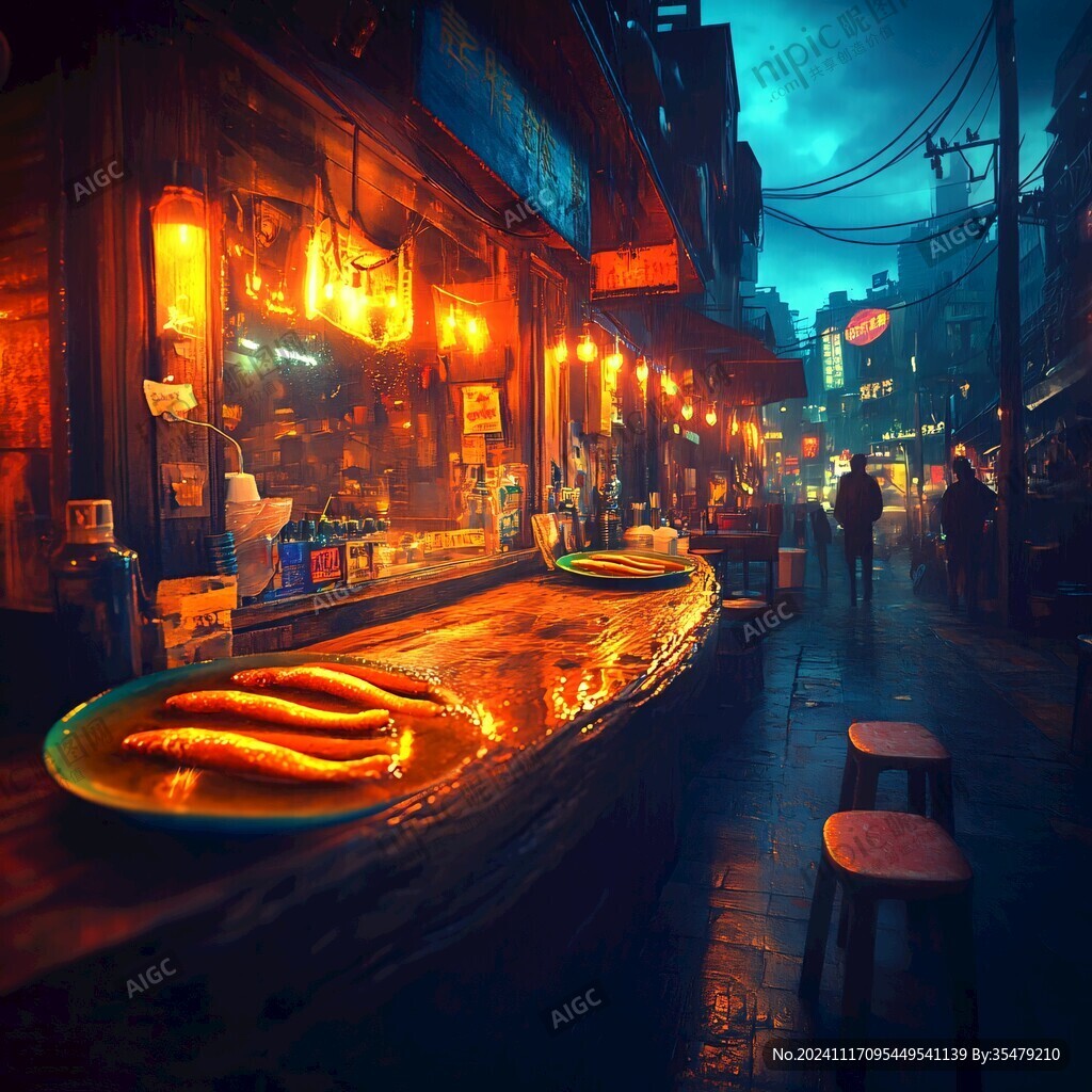 夜晚街邊小排檔