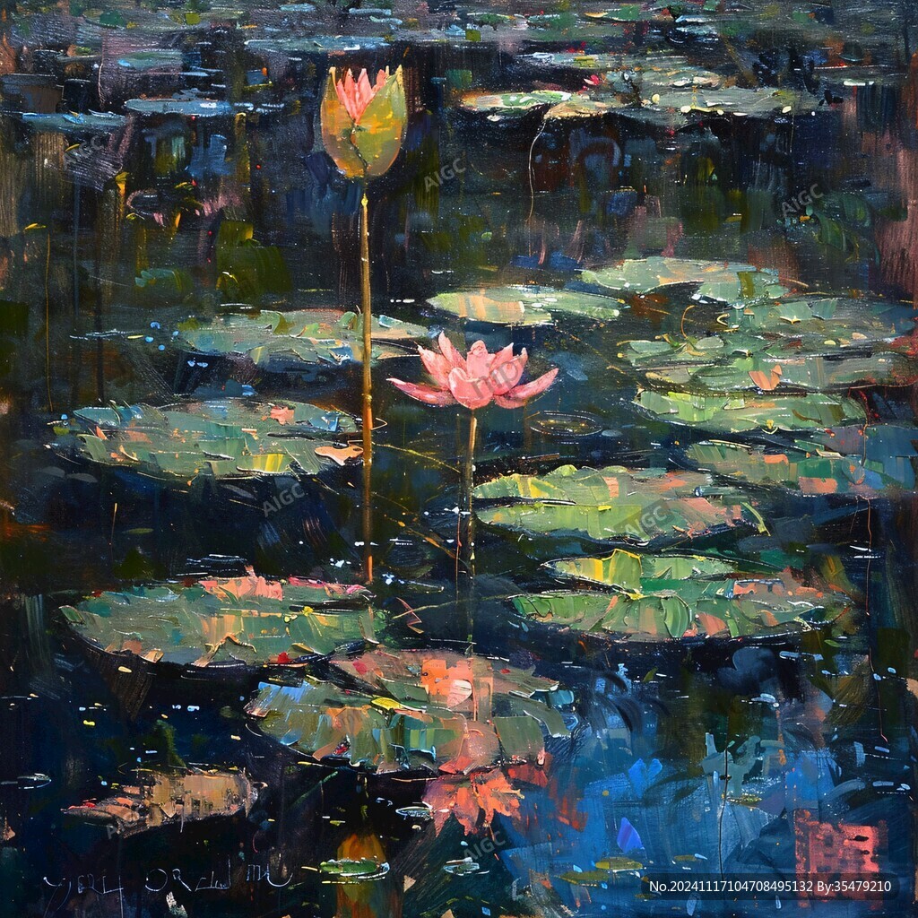 油畫睡蓮