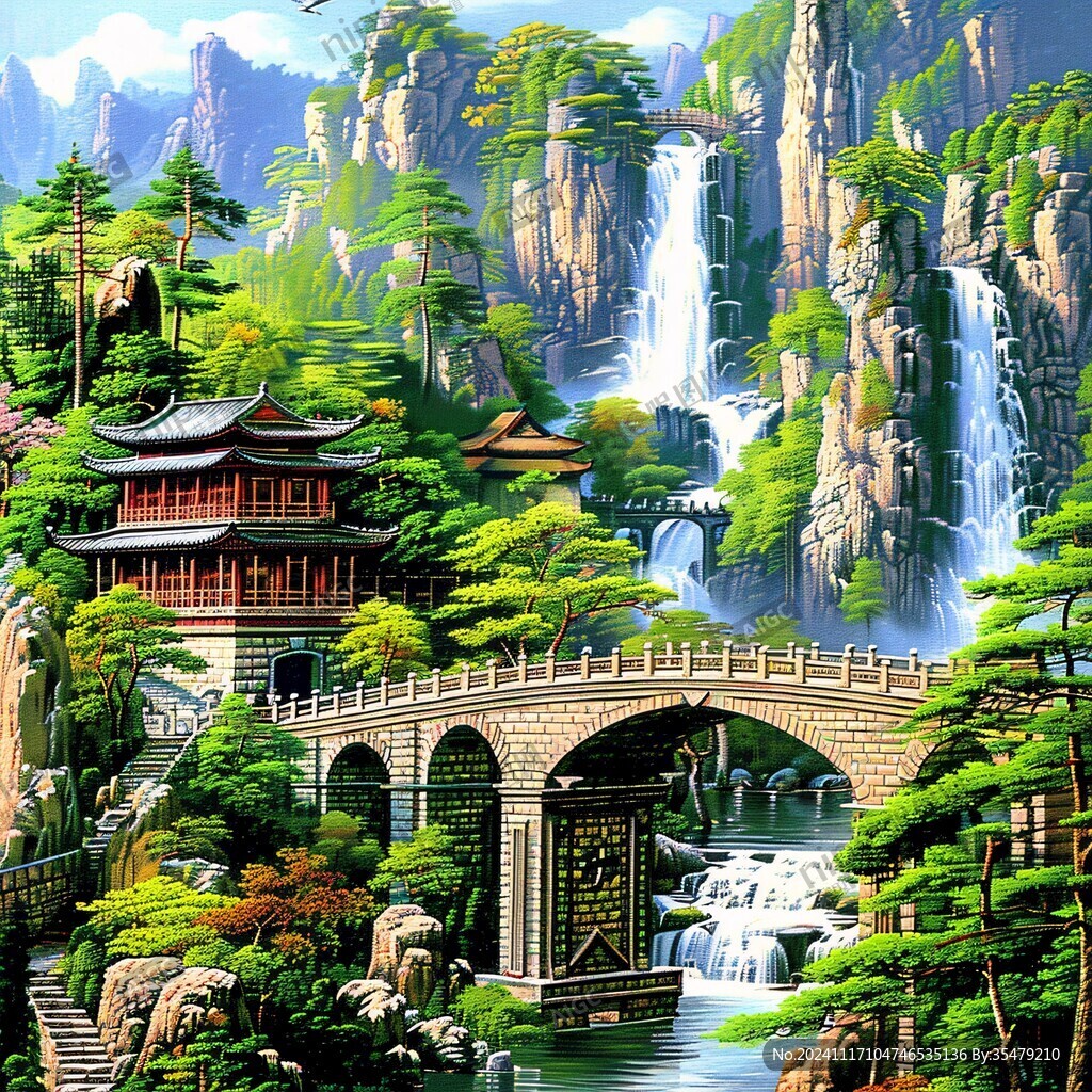 迎客松壁畫掛畫壁紙