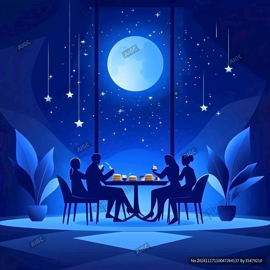 夜晚月下聊天