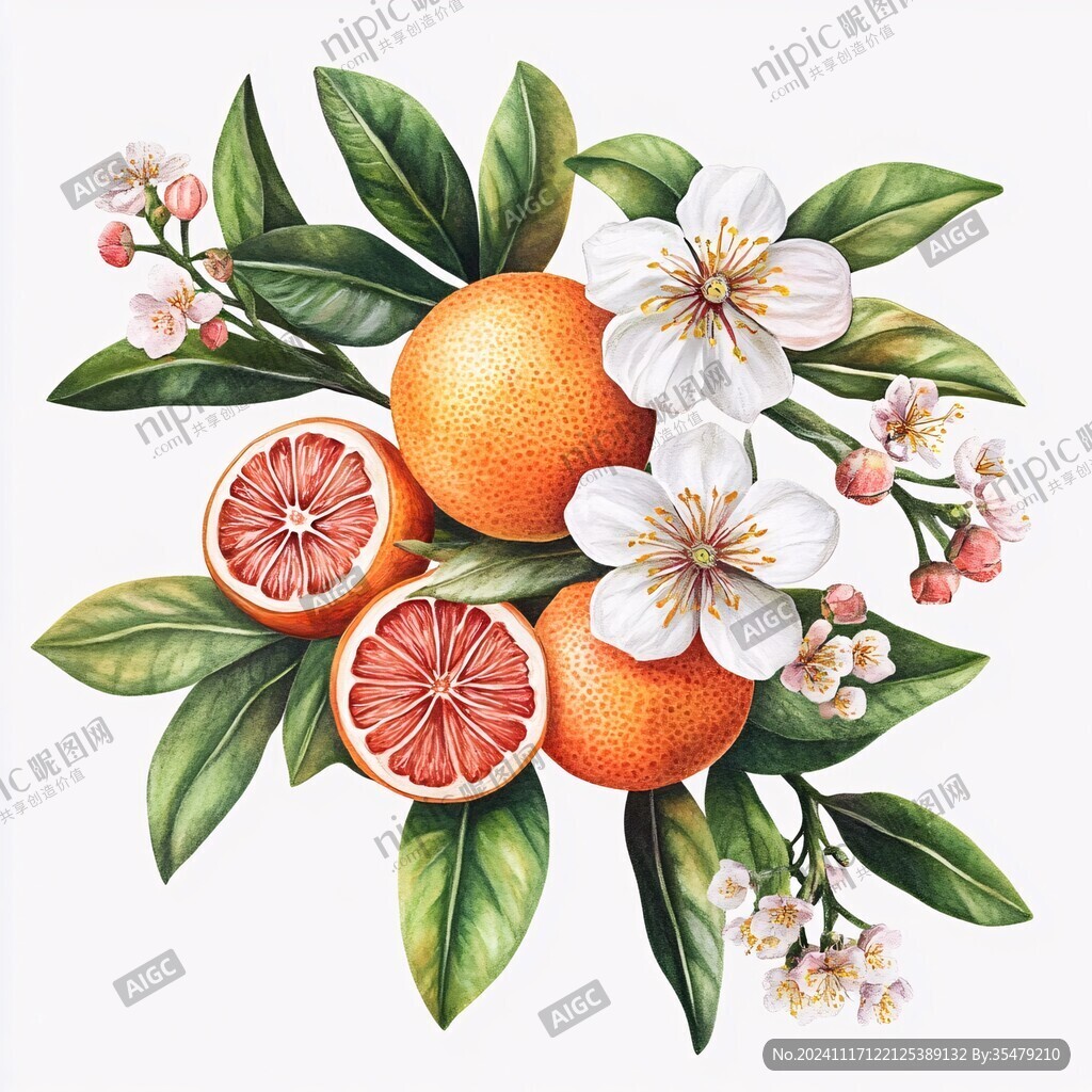 手繪橘子花