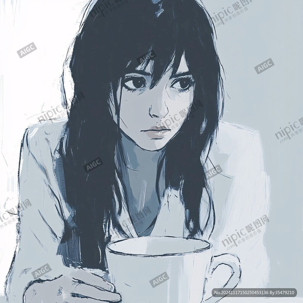 手繪奶茶美女