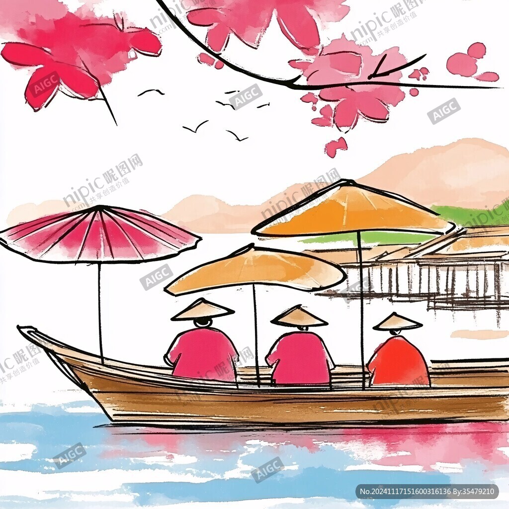 旅游插畫手繪裝飾畫
